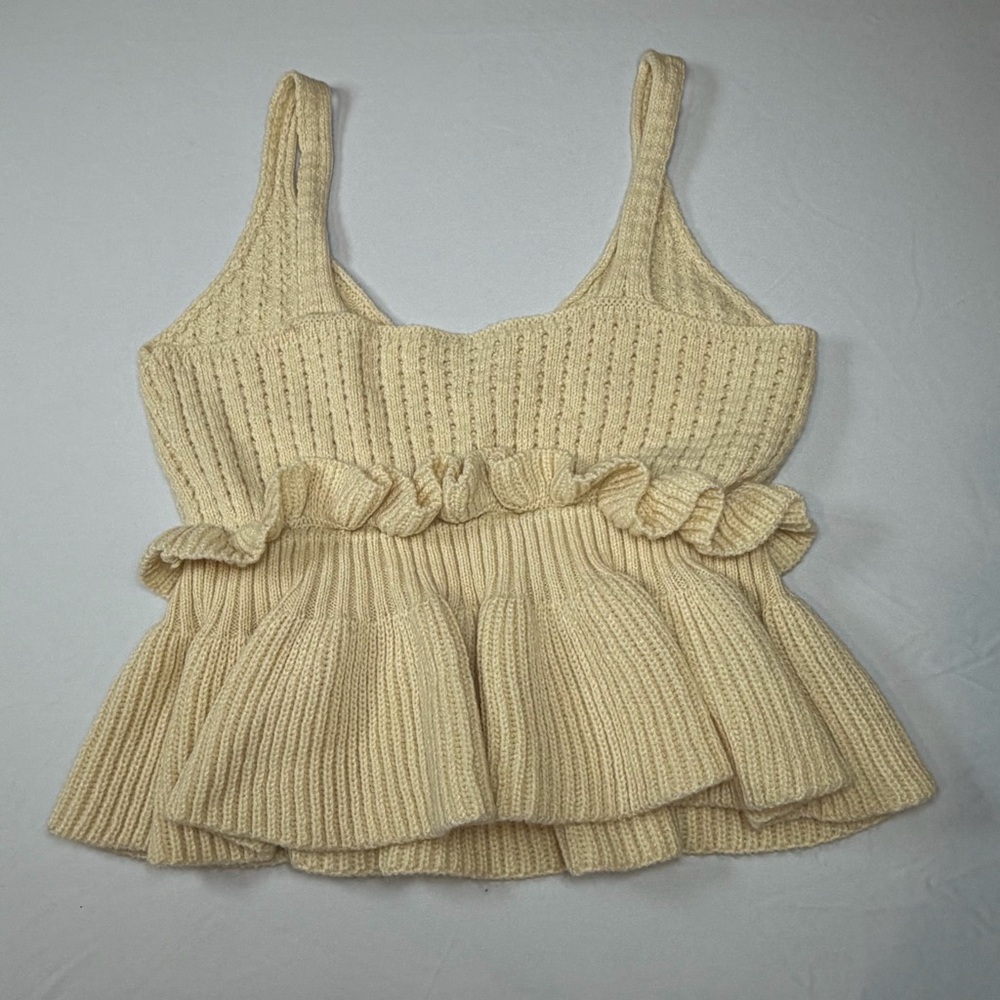 Cream Knit Ruffle Tank Top - Picture 3 of 6